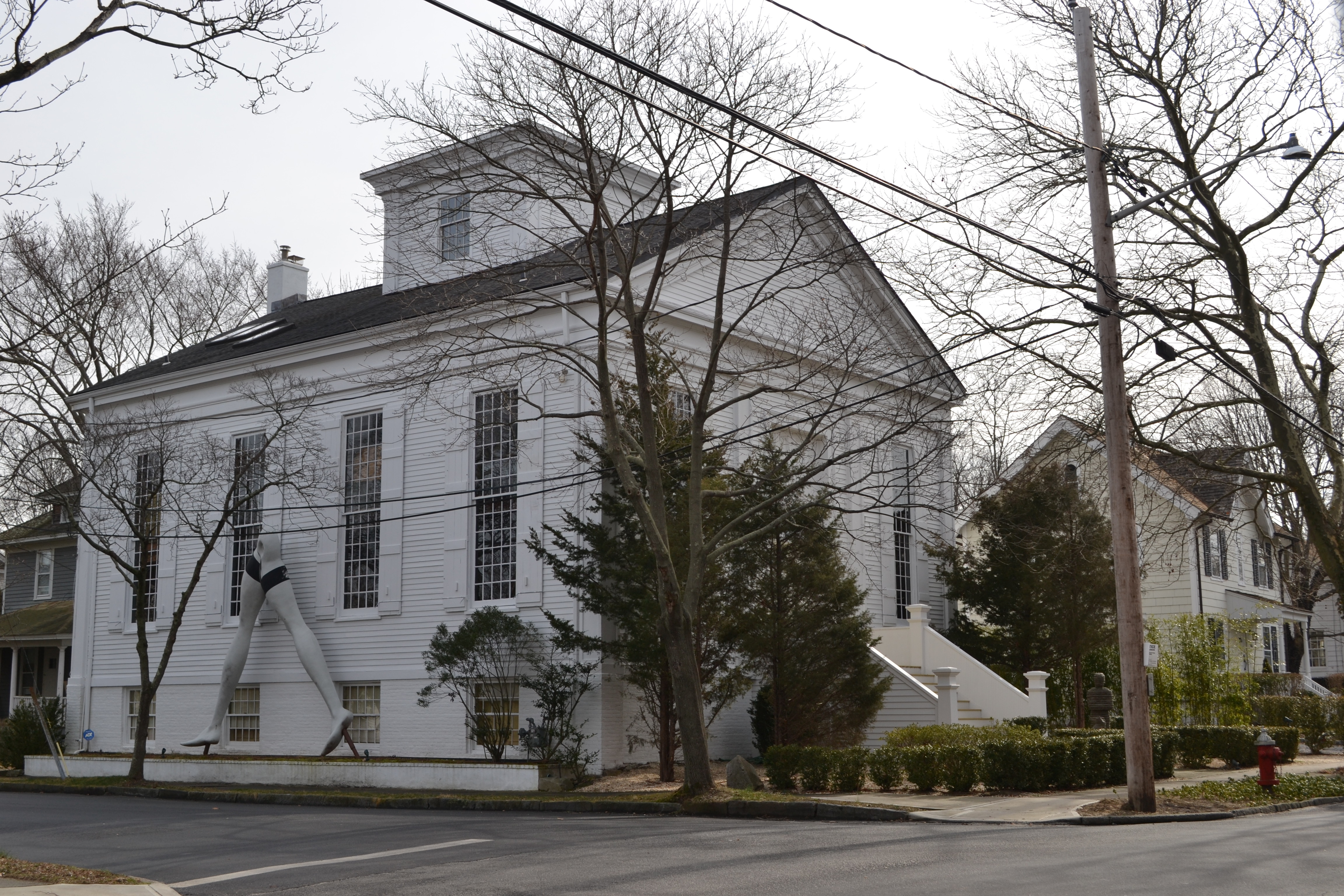 "Legs" by Larry Rivers installed in Sag Harbor. The building formerly housed the Bethel Baptist Church before being renovated into a private residence.