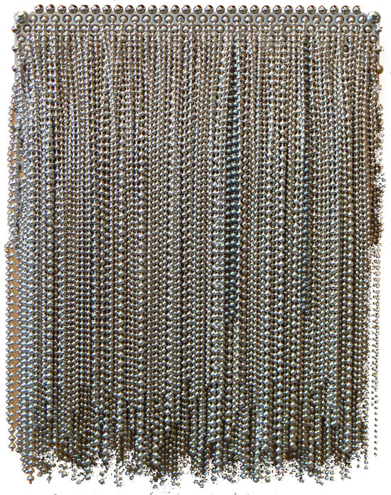 "Curtain Call" by Alice Moore Hope, 2012. Ball chain and Neodymium magnets, 8 x 10 inches.