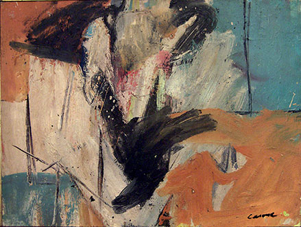 "Untitled" by Nick Carone, c. 1958. Oil on masonite, 19 x 26 inches. Collection of The Heckscher Museum of Art, Huntington, New York. Photo courtesy Washburn Gallery.