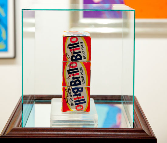 "Signed Brillo Boxes" by Andy Warhol.  Commercial silkscreen inks on industrially fabricated plywood box supports.