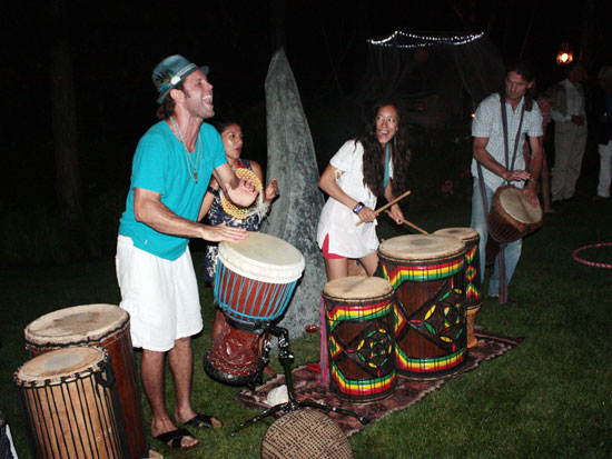 Dan Bailey & Friends drum at the Muhs Studio Summer Soiree and Art Southampton Kickoff Party. Photo: Tom Cochie. 
