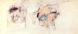 "Two Women" by Willem de Kooning, c 1955. Pastel and pencil on paper, 12 3/4 x 28 1/4 inches. Courtesy Edelman Arts.