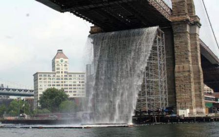 "Waterfalls" by Olafur Eliasson installed in Brooklyn, NY. Courtesy of the artist.