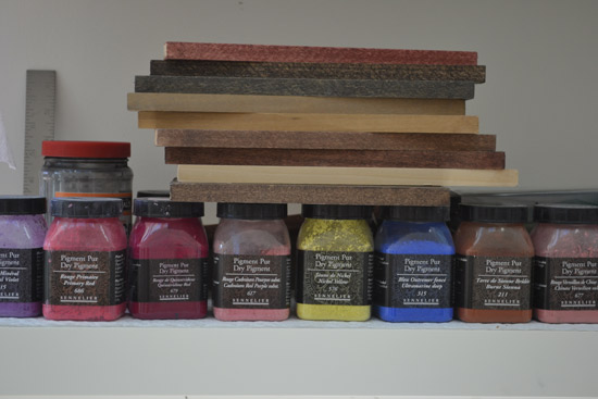 Pigments and frame samples.