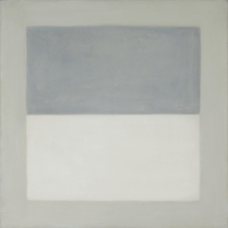 "Rain (Study)" by Agnes Martin, 1960. Oil on canvas, 25 x 25 inches. Parrish Art Museum Gift of Mr. Robert Elkon, 1979.26. Image courtesy of the Parrish Art Museum.