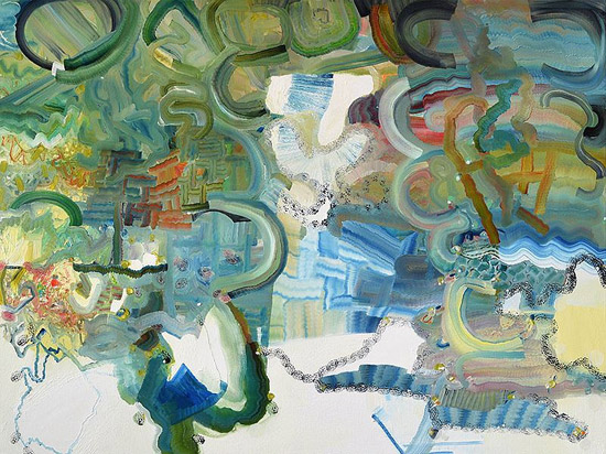 "Radio Wave" by Josette Urso, 2014. Oil on canvas, 36 x 48 inches. 