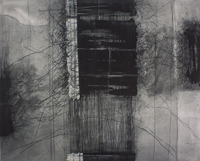 "Fairly Squarely" by Dan Welden. Etching, 32 x 42 inches.