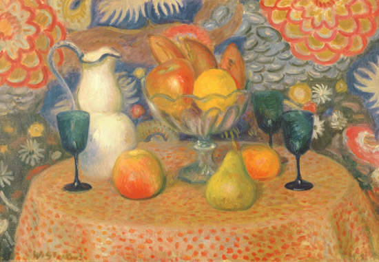 “Still Life with Three Glasses” by William J. Glackens, mid-1920′s. Oil on canvas, 20 x 29 inches. Collection of the Butler Institute of American Art, Youngstown, OH, Museum Purchase 1957, 957-O-111.