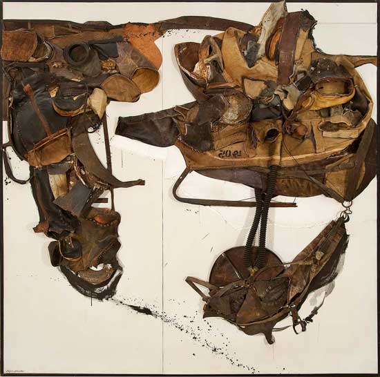 "For David Smith" by Nancy Grossman, 1965. Mixed media assemblage on canvas mounted on plywood, 85 x 85 x 6 3/4 inches, signed and dated. Courtesy of Michael Rosenfeld Gallery LLC, New York, NY.