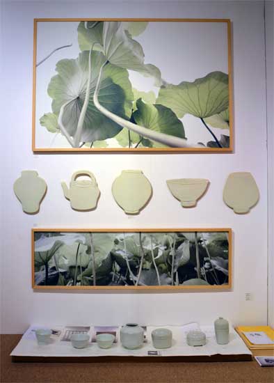"Picture of Vessel Form (5pieces)" by Hongsun Choi, 2013 and Artwork by Yongho Kim (Photographs). Photo by Pat Rogers. 