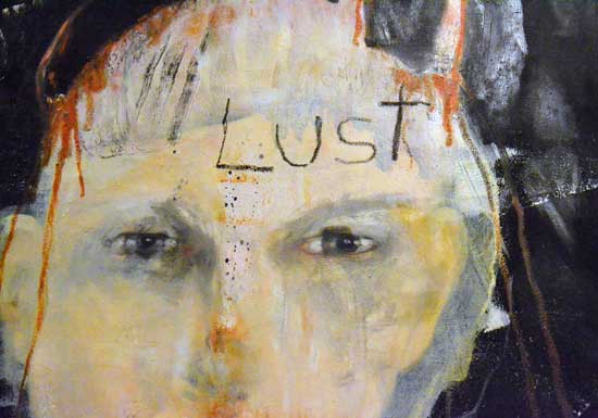 Detail of "Lust" by Juliane Hundertmark, 2014. Oil on canvas. Exhibiting with Galerie Juliane Hundertmark. 