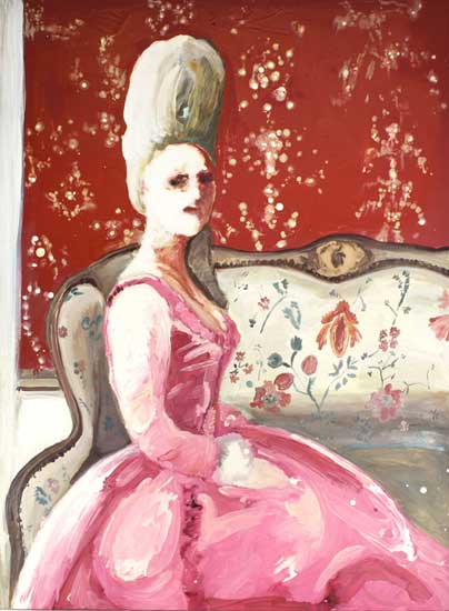 "Lady on a Sofa" by Genieve Figgis, 2014. Oil on wood, 48 x 36 inches. 