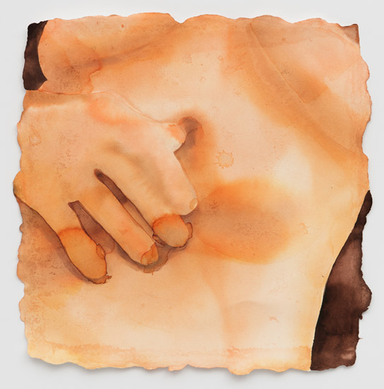 "Touch 3" by Judith Hudson, 2014. Watercolor on handmade paper, 14 x 14 inches. 