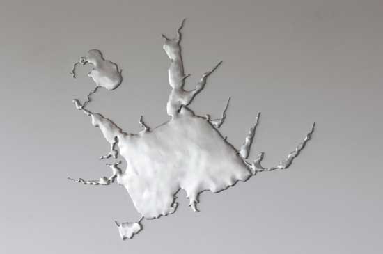 "Mecox Bay" by Maya Lin, 2014. Recycled silver, 33 1/4 x 42 1/2 x 3/16 inches. Courtesy Pace Gallery, New York.