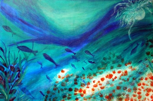 "Coral Reef 1" by Anna Franklin. Acrylic on canvas.