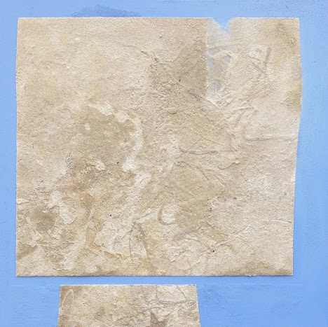 "Statue" by Mark Van Wagner, 2014. Sand and acrylic on canvas, 36 x 36 inches.