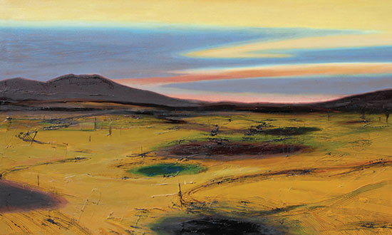 "Becoming a Desert" by Janet Culbertson. Oil, iridescent pigments, 34 x 48 inches. 