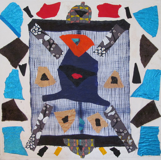 "Batik" by Katherine Bernhardt and Youssef Jdia, 2013. Fabric on canvas, 72 x 72 inches.