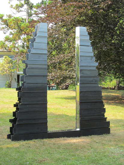 "Threshold" by Lisa Beck, 2014. Wood, oil paint and mirror-finish stainless steel, 120 x 120 x 11 inches.