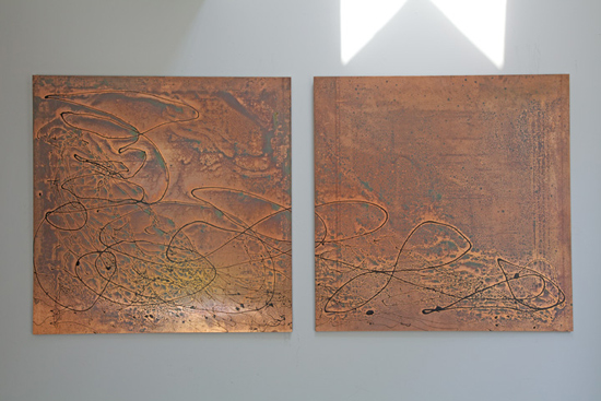 Art on copper plate by Kia Pedersen.