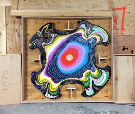 "Stable Disfunction" by Holton Rower, 2012. Acrylic on wood, 60 x 56.5 x 1.5 inches.