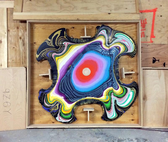 "Stable Disfunction" by Holton Rower, 2012. Acrylic on wood, 60 x 56.5 x 1.5 inches. 