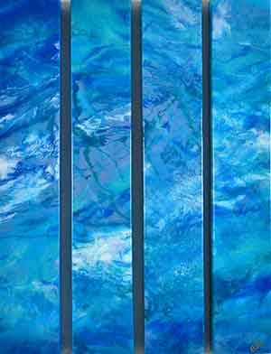 "Window to the Sea" by Barbara Bilotta. 36 x 27 overall. 4 pieces. 
