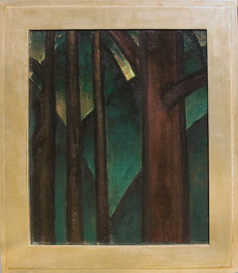 "Dark Abstraction (Woods)" by Arthur Dove, 1920. Oil on canvas, 21 3/8 x 18 inches.