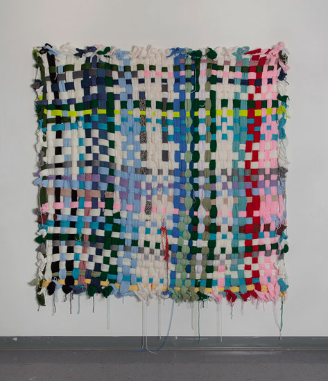 "Potholder II" by Louise Eastman, 2014. Wool and felt, 78 x 78 inches. Photo by Serry Park.