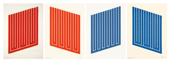 "Untitled" by Donald Judd, 1961-63. Woodcuts. Courtesy of Susan Sheehan Gallery, New York, NY. Exhibited at IFPDA Print Fair. Image courtesy of IFPDA.