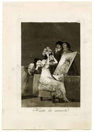 "Capricho No. 55: Hasta la muerte (Until death)" by Francisco Goya, 1799. Image courtesy of the Real Academia de Bellas Artes de San Fernando website. 