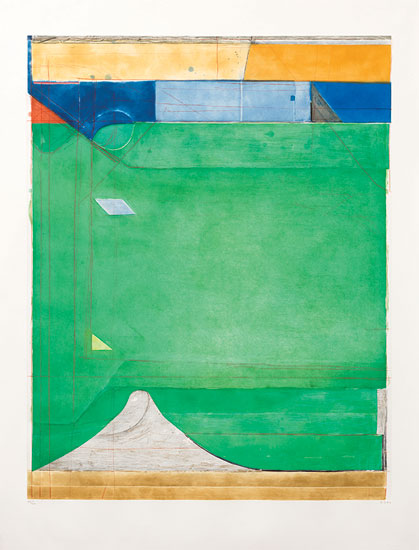 "Green" by Richard Diebenkorn, 1986. Color spitbite aquatintwith soap ground aquatint and drypoint. Edition of 60. Courtesy Mary Ryan Gallery, New York, NY. 
