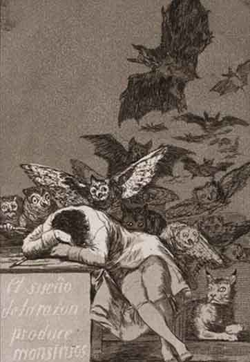 Capricho No. 43 “The Sleep of Reason Produces Monsters” by Francisco Goya, 1797. Image from The Museum of Fine Arts Boston website. 
