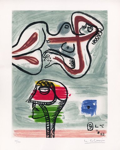 "Unite, Plate 9" by Le Corbusier. Etching with Aquatint, 22.5 x 17.8 inches. 