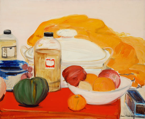 "Bottles of Linseed Oil" by Jane Freilicher, 1967. Oil on canvas, 20 1/8 x 24 1/8 inches. Parrish Art Museum, Gift of Larry Rivers. 