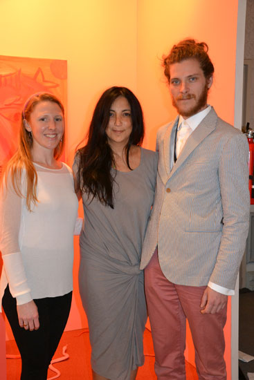 Hadley Vogel, Adriana Farietta and Nate Hitchcock of East Hampton Shed at NADA 2014. Photo by Pat Rogers.