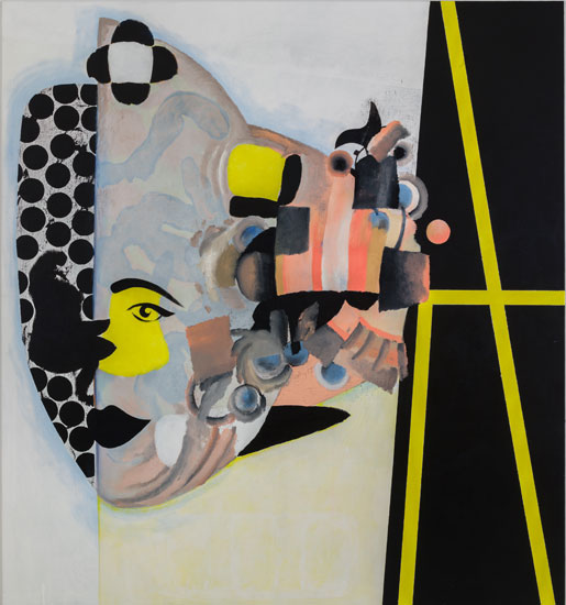 "Carlotta" by Charline von Heyl, 2013. Oil, acrylic and charcoal on canvas, 82 x 76 inches. Ovitz Family Collection, Los Angeles. Courtesy of the artist and Petzel, New York. Photo by Jason Mandella. 