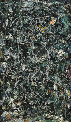 "Full Fathom Five" by Jackson Pollock, 1947. Oil on canvas with nails, tacks, buttons, key, coins, cigarettes, matches, etc, 50 7/8 x 30 1/8 inches. Museum of Modern Art. Gift of Peggy Guggenheim. © 2015 Pollock-Krasner Foundation / Artists Rights Society (ARS), New York.