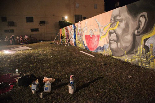 Street art in process by Living Walls at Fountain Art Fair in Miami, FL. Photo: Rachel Esterday. Courtesy Fountain Art Fair.