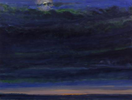 "Moon Rise" by Jane Wilson, 2001. Oil on linen, 38 x 50 inches. Private Collection. Courtesy DC Moore Gallery. 