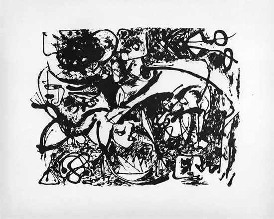 "Untitled" (after Number 22, 1951) by Jackson Pollock. Screen print, 29 x 23 inches (sheet). Printed posthumously, 1964. Pollock-Krasner House and Study Center, East Hampton, NY.