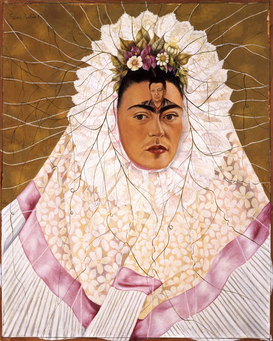 "Diego on My Mind (Self Portrait as Tehuana)" by Frida Kahlo, 1943. Oil on masonite. The Jacques and Natasha Gelman Collection of 20th Century Mexican Art, courtesy of the Vergel Foundation and the Tarpon Trust. © 2015 Banco de Mexico Diego Rivera Frida Kahlo Museums Trust, Mexico, D.F./Artists Rights Society (ARS), New York. 