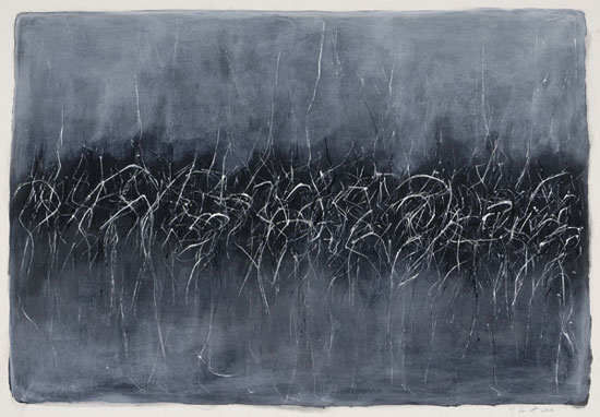 “Black and White 8” by Margaret Garrett, 2013. Acrylic on paper, 22 x 30 inches.  