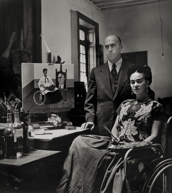 Frida Kahlo with Dr. Juan Farill. Gisèle Freund, 1951. © Frida Kahlo Museum. 