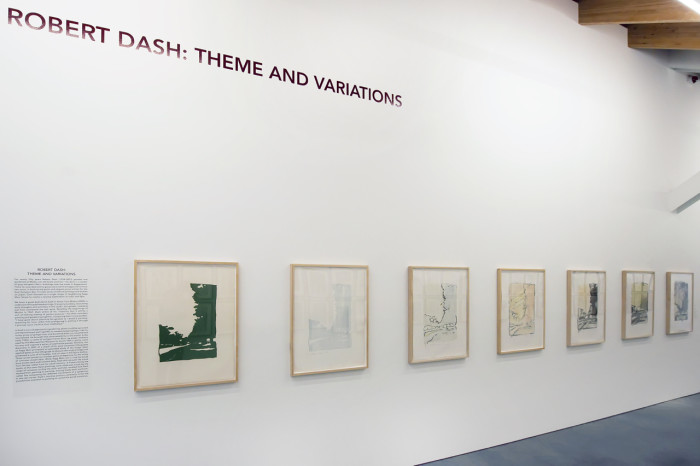 Lithographs by Robert Dash installed in the Spine Gallery at the Parrish Art Museum as part of "Robert Dash: Theme and Variation". Courtesy Parrish Art Museum. 