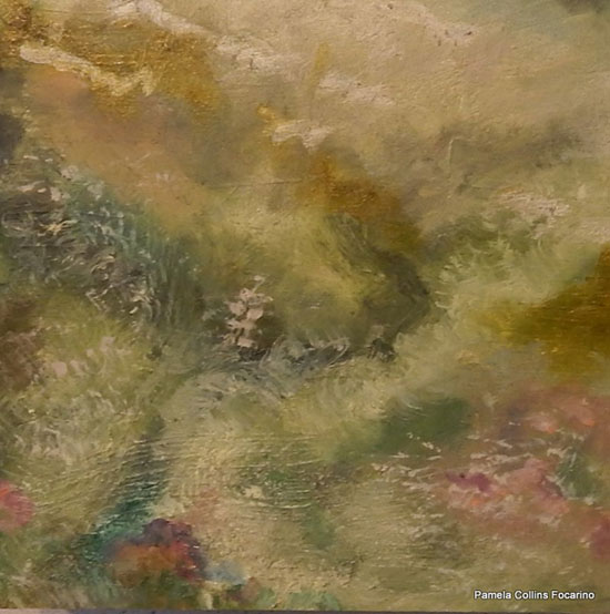 "Close to the Shore" by Pamela Collins Focarino. Oil and venetian plaster on board, 10 x 10 inches. 