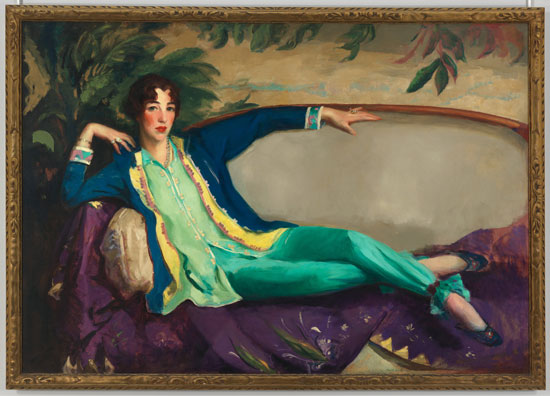 "Gertrude Vanderbilt Whitney" by Robert Henri (1865-1929), 1916. Oil on canvas, 49 15/16 x 72 inches. Whitney Museum of American Art, New York; Gift of Flora Whitney Miller 86.70.3. 