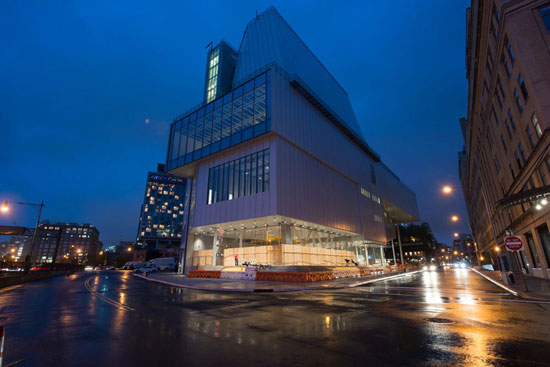 The Whitney in the evening, October 2014. Photograph by Timothy Schenck.