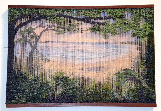 "Northwest Harbor, Early Light" by Pamela B Topham. Layered tapestry, silk and wool, 15 x 24 inches. Top Honors Winner. Photo by Pat Rogers. 