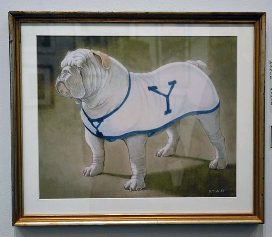 "Yale Bulldog" by Allan Ryan. Mixed media, watercolor, 18 3/4 x 15 3/4 x 3/4 inches. Best Representational Work Winner. Photo by Pat Rogers. 